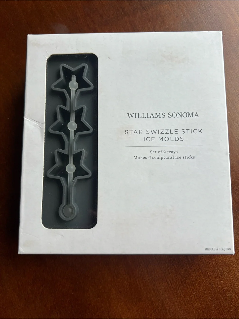 NEW! Williams Sonoma Gray Star Swizzle Stick Ice Molds- Set of two